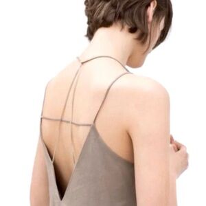 Zara Taupe Faux Suede Strappy Tank NWOT Size L